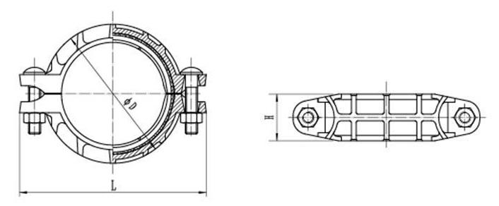 Heavy Duty Grooved Piping System Rigid Coupling dimension drawing
