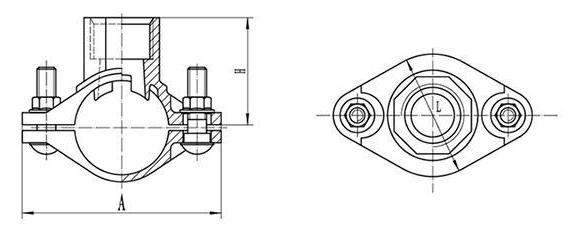 Small Threaded Mechanical Tee dimension drawing