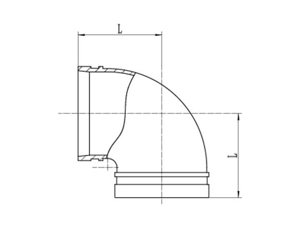 90 Degree Grooved Pipe Elbow dimension drawing
